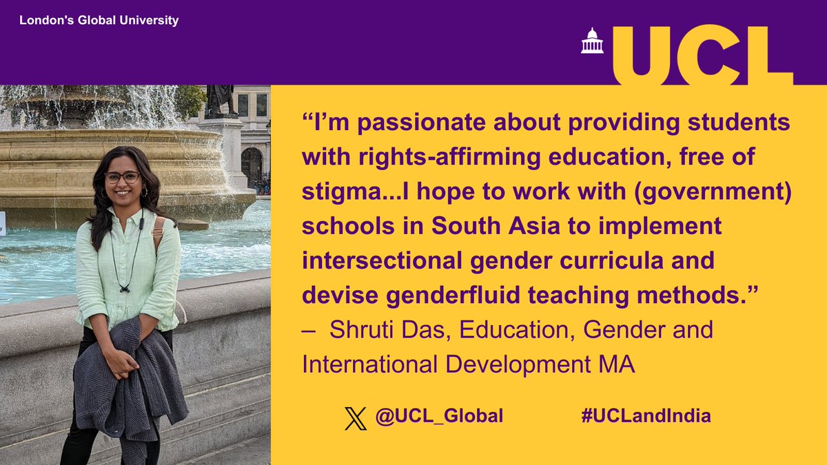 Shruti studies on the Education, Gender & International Development MA. She talks about the learning experiences and opportunities for knowledge exchange that have come from studying in both India and the UK. #UCLandIndia Meet Shruti: ucl.ac.uk/ioe/people/mee…