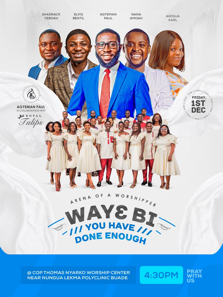 cop_tnwc's tweet photo. *Exactly a week to goπππ₯³π₯π!!!!*
Prepare your hearts for a divine encounter!π₯π₯π₯π₯
Prepare to immerse yourself in a night of worship and praise.!!!!!!!!!!
*Waye bi* *Nyame ay3 bi*
#AOW
#RoyalTulips
#WayeBi
#1stDecβ23
#TNWC
#4:30pm
See you there!!!!ππππΊπΊπ₯π₯ https://t.co/ctzfLSgeFF