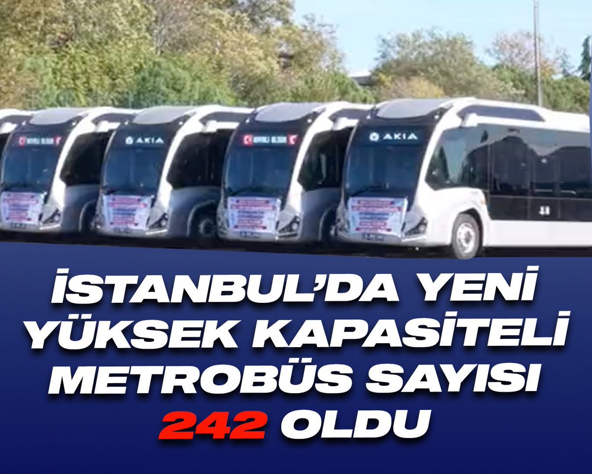 İstanbul’da bu hafta 12 metrobüs daha hizmete girdi. Son 2 yılda yeni, yüksek yolcu kapasiteli, güçlü ve konforlu metrobüs sayısı 242 oldu.
