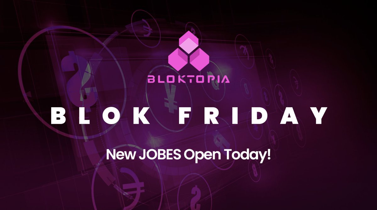 ⚫️🤑 BLOK FRIDAY 🤑⚫️

New JOBE page with TWO new JOBEs live TODAY!

The update UI prioritises ‘MY JOBES’ at the top of the page for easy tracking and provides real-time updates on the availability of all JOBES for $BLOK staking 🔥 

JOBE #70 and #71 now live and ready to stake