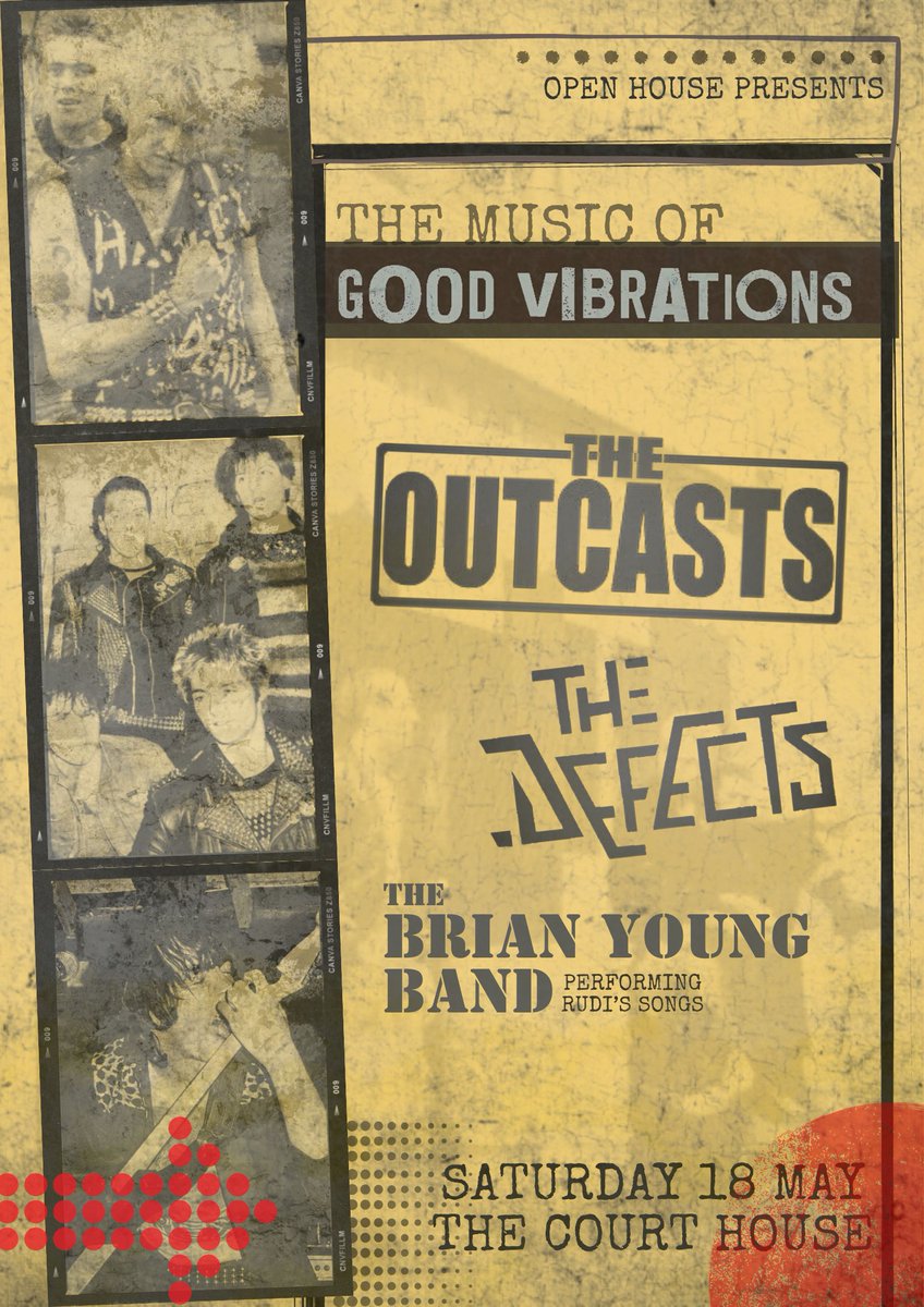 Good Vibrations isn't a record label. It's a way of life! The Outcasts, The Defects, and Brian Young of Rudi will perform some of their iconic singles in a nostalgic evening of powerhouse punk. Tickets available: courthousebangor.com/event/the-outc…