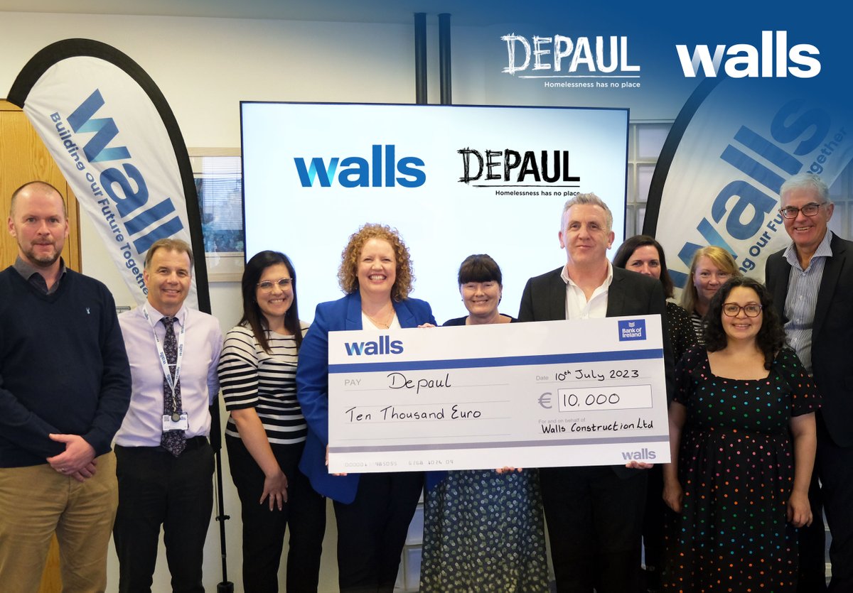 Walls was delighted to raise €10,000 for the @DepaulIreland sleep out over the summer. Walls continues to organise fundraising events for this worthy charity. Thank you to all involved. #BuildingOurFutureTogether #Depaul #Partnership