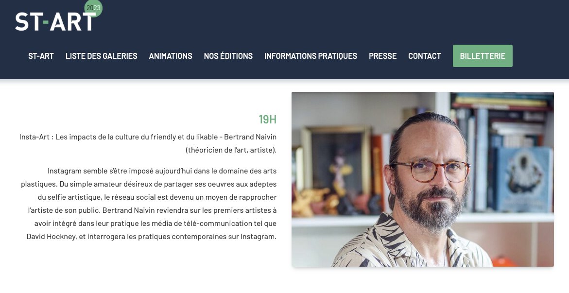BNaivin's tweet photo. Merci aux organisateurs de la foire européenne d'art contemporain et de design ST-ART de Strasbourg de m'avoir invité demain à interroger l'art sur instagram. Une médiatisation des pratiques artistiques qui, nous le verront demain, n'est pas nouvelle mais questionne néansmoins. https://t.co/rvf4KnGUJD