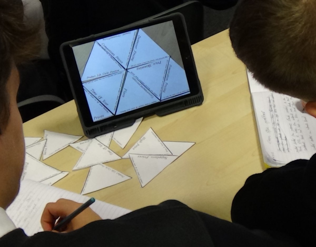 At Grangemouth High School Nat 5 students solve a Tarsia puzzle to evaluate factors influencing pricing strategy. Students discussed each strategy and engaged for extended periods of time before using the Tarsia as a memory aid to complete exam style questions. <a href="/osirisedu/">Osiris Educational</a> #OTI