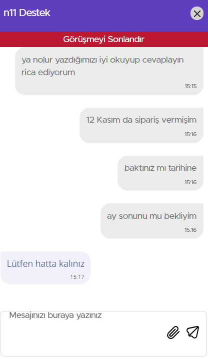 EbruDogru's tweet photo. Siz buna çözüm merkezi mi diyorsunuz? Böyle müşteri deneyimi olabilir mi? @n11official https://t.co/wlMP5BCsuw