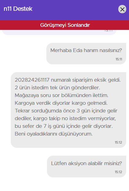 EbruDogru's tweet photo. Siz buna çözüm merkezi mi diyorsunuz? Böyle müşteri deneyimi olabilir mi? @n11official https://t.co/wlMP5BCsuw
