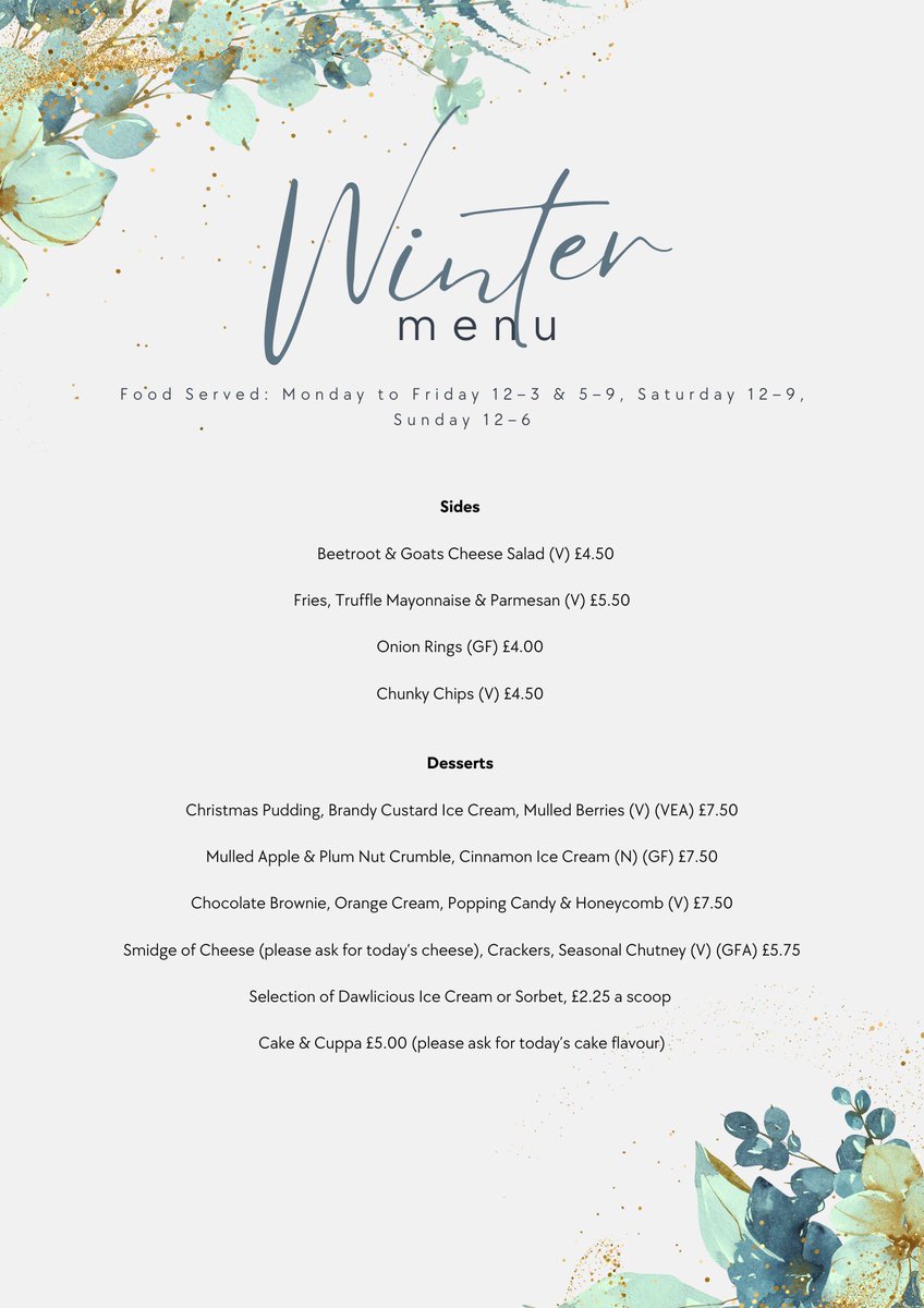 Our Winter Menu is live - alongside our Festive menu!

Book now
