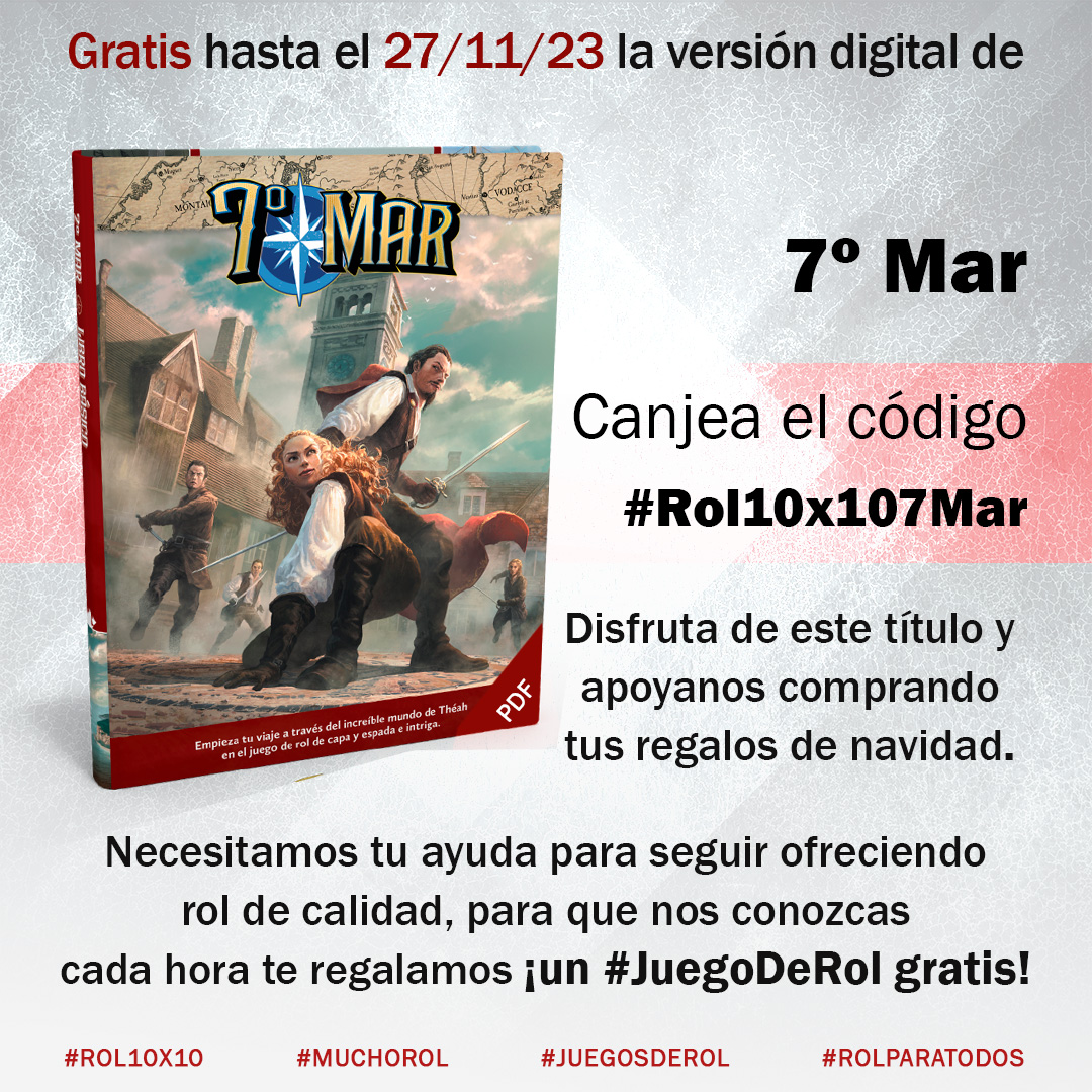 Nosolorol's tweet photo. ¡Tú haces que #Rol10x10 sea TT, nosotros te traemos #MuchoRol !

Código #Rol10x107Mar y llévate #7Mar GRATIS https://t.co/Xa6NdyXbXy

Instrucciones en: https://t.co/GCWeeuPLIO

Apóyanos comprando tus juegos en https://t.co/IoiZnHQMya https://t.co/8NkI9Xply7