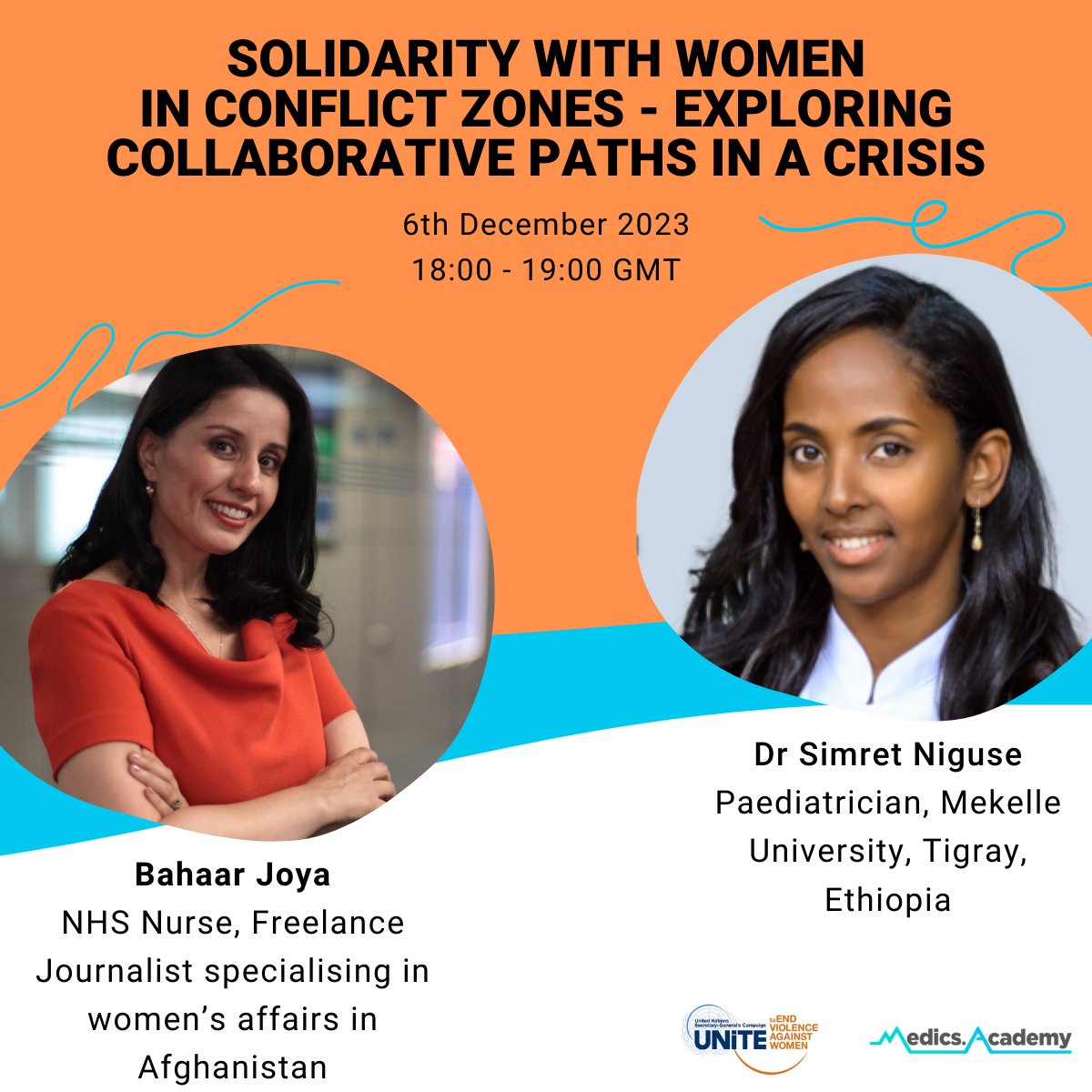 "Join Medics.Academy in supporting the #NoExcuse Campaign by @UNWomen. During the 16 days of activism, we'll host an In Conversation LIVE event featuring NHS Nurse Bahaar Joya and Dr. Simret Niguse" 🌍

To Register - ow.ly/7LSv50QaZiS

#Orangetheworld #NoExcuse