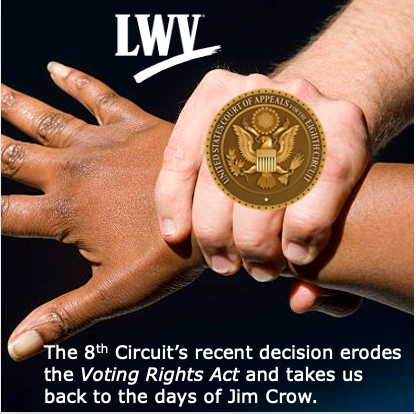 The 8th Circuit Court of Appeals severely weakened the Voting Rights Act ruling there is no “private right of action” under Section 2. The League urges #SCOTUS to overturn this misguided decision, uphold precedent & protect the right to vote for Black Americans. #VotingRightsAct