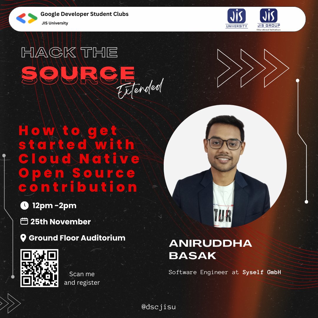 dscjisu's tweet photo. Announcing our third speaker for the upcoming event: Aniruddha Basak, a seasoned Software Engineer at Syself GmbH. 
Aniruddha will be diving into the world of cloud-native open source contribution. https://t.co/iJNv2ZVqxT