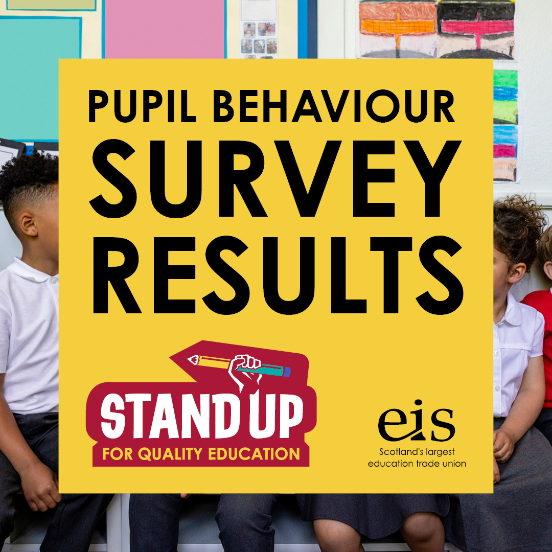 EISUnion's tweet photo. The focus of the first #SU4QE campaign theme is to build the skills and resources to address aggressive pupil behaviour. EIS branches recently completed a survey on their experiences. Our full survey report can be found on the EIS website: https://t.co/ybNhX5RIkD https://t.co/IQvazbdSpI