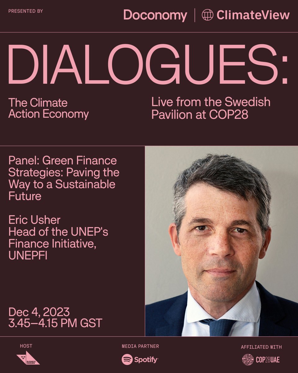 Happy to join this <a href="/doconomy/">Doconomy</a> and <a href="/ClimateView/">ClimateView</a> dialogue on #GreenFinanceStrategies <a href="/COP28_UAE/">COP28 UAE</a>  <a href="/UNEP_FI/">UNEP Finance Initiative (UNEP FI)</a>