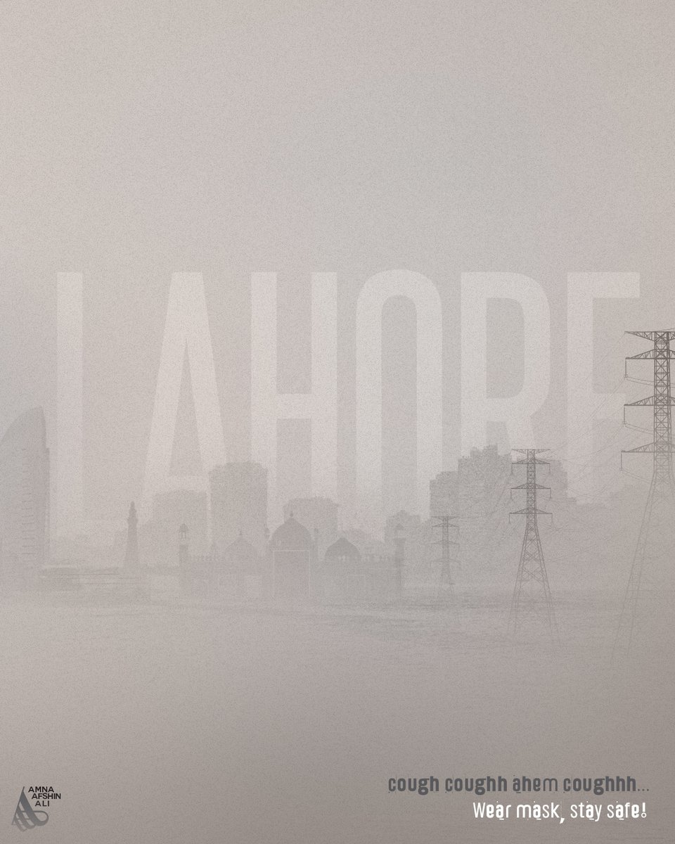 Lahore's skyline vanishing in smog!
Mask up Lahories, stay safe

#smog #lahore #mask #AirPollution