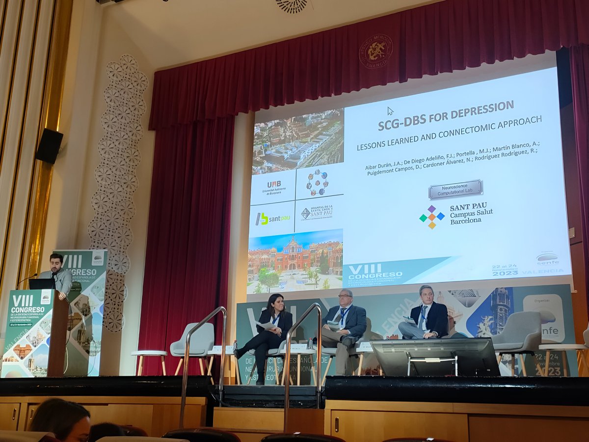 🧠El Dr. Rodríguez, i Dr. Sánchez-Nevado del Servei de Neurocirurgia de #SantPau participen al congrés de la Societat Espanyola de #Neurocirurgia Funcional i Estereotàctica #SENFE2023, reunió clau en neuromodulació cerebral a Espanya.