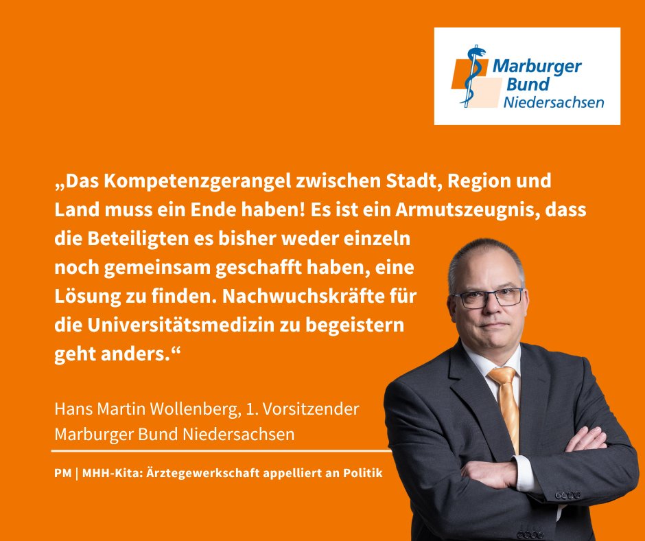 Huebner_MB's tweet photo. Der #MarburgerBund #Niedersachsen verlangt von den politischen Akteur*innen, die drohende Schließung der Kita Campuskinder der @MHH_life abzuwenden. Wir brauchen in Zeiten des Fachkräftemangels mehr Betriebskitas an Krankenhäusern und nicht weniger.👉PM: https://t.co/T3jOXccBAn https://t.co/X4GtgSiIDX