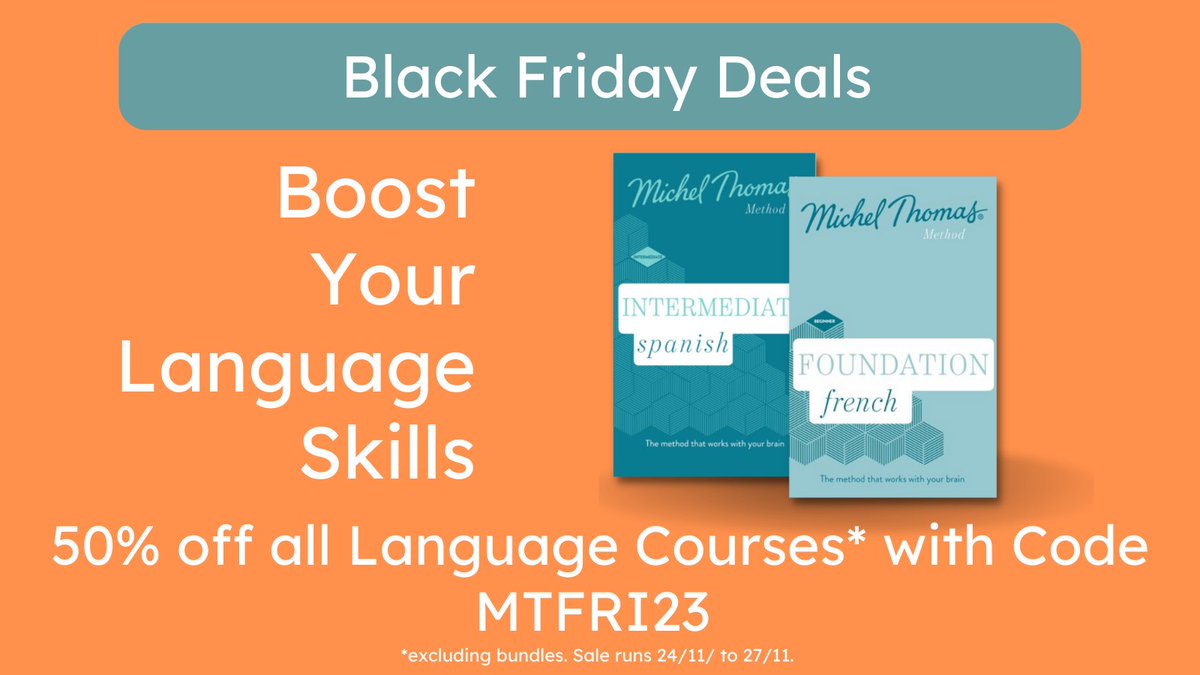 #BlackFriday deal of the year: 50% OFF all Michel Thomas language courses! Curious about Hindi? Want to connect with your Nonna? Has Norwegian piqued your interest? Whatever your language journey, don't miss out - deal ends Nov 27! 
michelthomas.com MTFRI23 at checkout