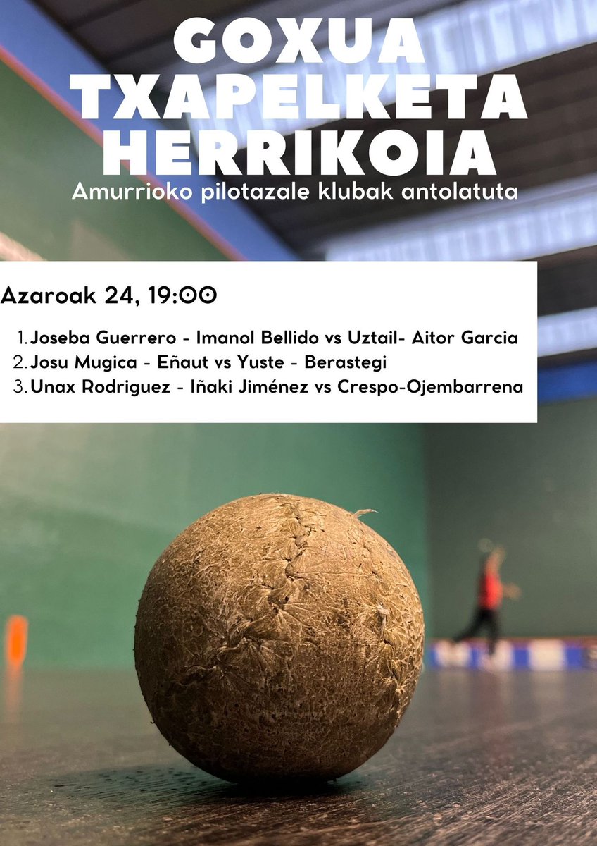 AmurrioP's tweet photo. Ya tenemos aquí el torneo popular, suerte a las 24 parejas.!!
Por otro lado sigue la competición, Federados y Escolares. 
Gora Club Pelotazale Amurrio!!! https://t.co/IlWBdQMN3X