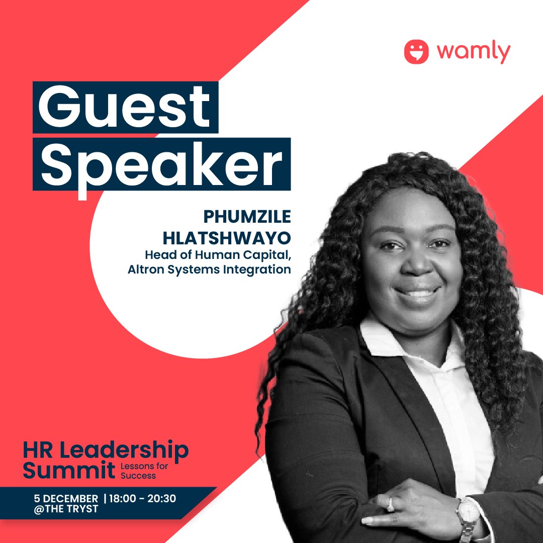 Meet the 2nd speaker at @wearewamly's HR Leadership Summit, Phumzile Hlatshwayo, Head of Human Captial at @AltronSI. 

She is an accomplished HR Executive and seasoned professional who knows the HR landscape inside out. 

Get your ticket for FREE here 👉 bit.ly/3sogQzQ