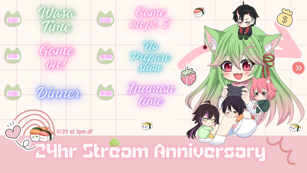 wasabaedayo's tweet photo. Haiya! It's almost here! Are you guys ready? 
Your Spiciest Bakeneko will blow your minds with surprises on her very first Twitch Anniversary Celebration! Don't miss out on the good stuff! See you guys on D-day! 

来られると嬉しいです❣ https://t.co/r1gBWZe8Aa