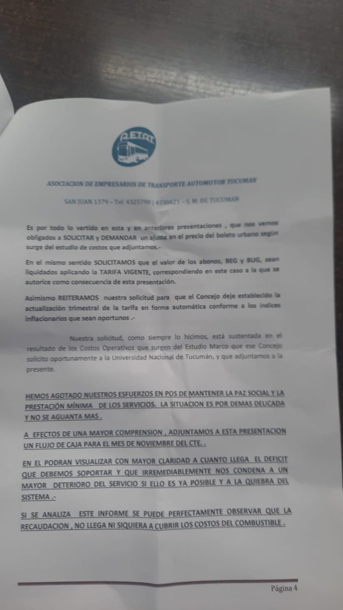 cesarJuarez10's tweet photo. 🛑 URGENTE !
❌ Aumenta el precio del boleto? ❌ AETAT envío una nota al HCD! ❌ Pide el urgente tratamiento del pedido de aumento del boleto urbano.
❌ Cuesta mucho sacar un colectivo a la calle 
❌ Estudio de costo da  $ 600 !!
❌ El valor sería $ 350 !! https://t.co/X5asmo4hGI