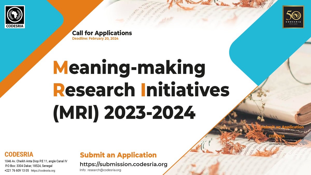 Three calls for Applications about <a href="/CODESRIA/">CODESRIA</a> Meaning-Making Research Initiative (MRI) 2023-2024 are now available. Please read the calls codesria.org/category/annou…
and submit an application submission.codesria.org
