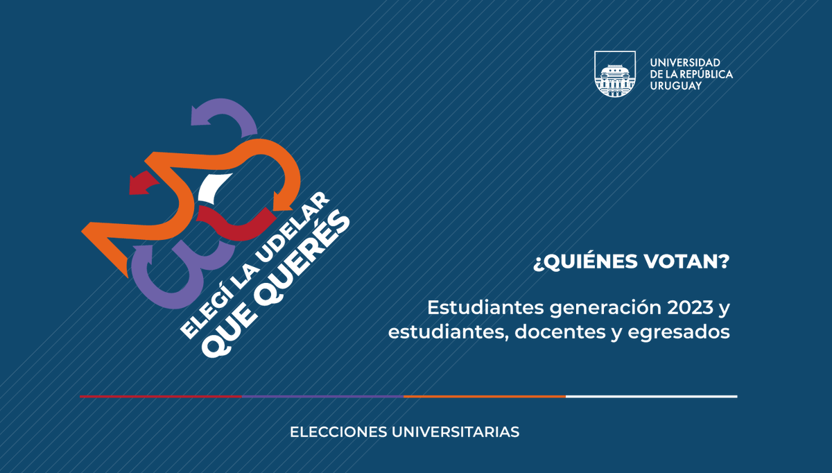 Udelaruy's tweet photo. 🗳️ ¡El 29 de noviembre son las #EleccionesUniversitarias2023!

🔎 Podés averiguar dónde votás consultando el padrón de la @Corte_Electoral.

🙋‍♀️Para votar, solo precisás traer tu cédula de identidad vigente.

📲Accedé ya a toda la info: https://t.co/CkaUi6DLD0