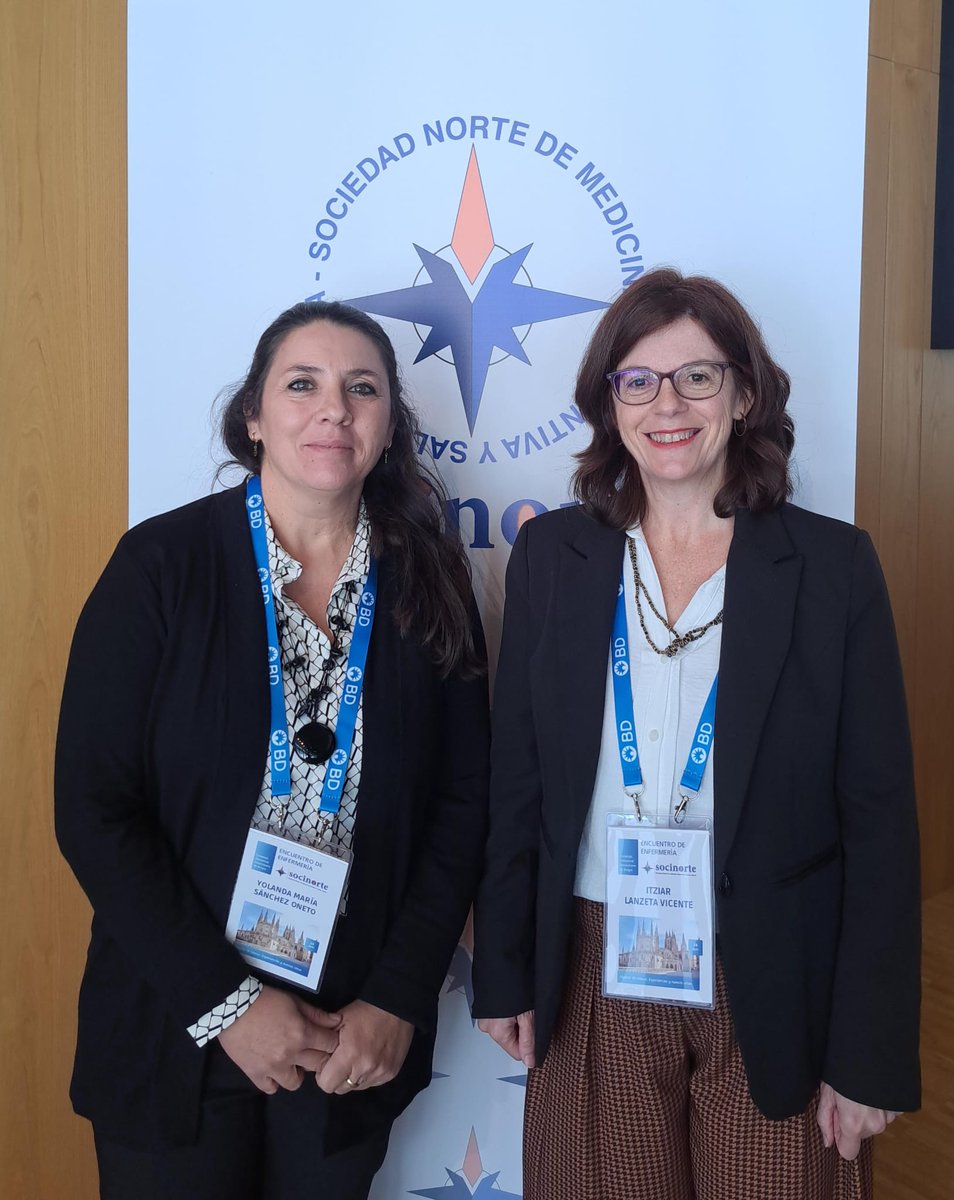 Yolanda Sánchez, vocal de Enfermería de SEMPSPGS, asistió hoy en Burgos al Encuentro de Enfermería SOCINORTE dedicado, en esta edición, a la #HigieneDeManos💦🤲.  En la foto📷podemos verla acompañada con Itziar Lanzeta, presidenta de <a href="/socinorte/">socinorte</a>