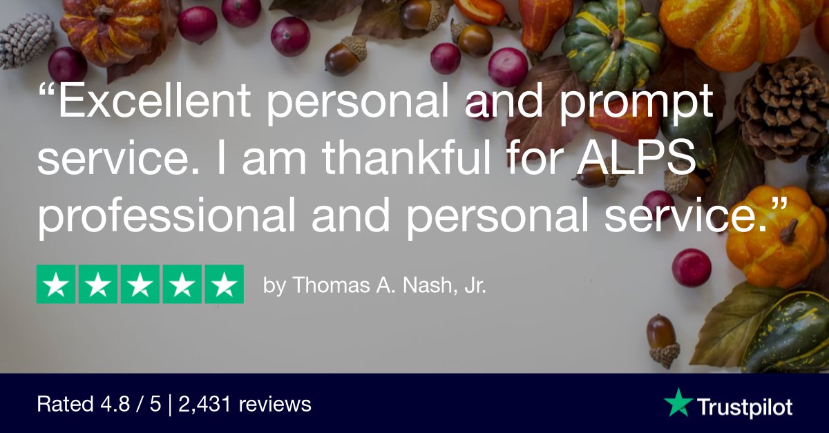 ALPS offices are closed this #FiveStarFriday after Thanksgiving, but our hearts are open to the incredible gratitude we hear every week from our policyholders. We are thankful for you too.