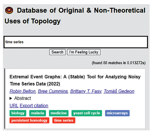 🙏 Another first: together with Barbara Giunti and @jlazovskis, our article on 'DONUT: Database of Original & Non-Theoretical Uses of Topology' appeared in the AMS Notices @amermathsoc. 📜: ams.org/journals/notic… 🍩: donut.topology.rocks #topology