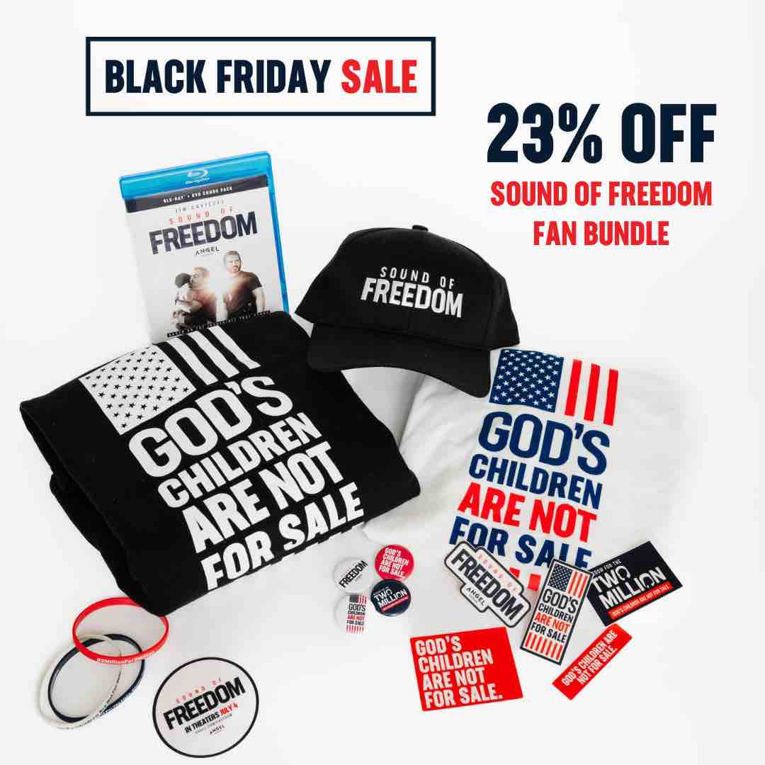 Start conversations and raise awareness with the Sound of Freedom Fan Bundle. Save big this Black Friday at shop.angel.com! #FanBundle #SoundofFreedom #BlackFriday #BlackFridayDeal #AngelStudios #Sale