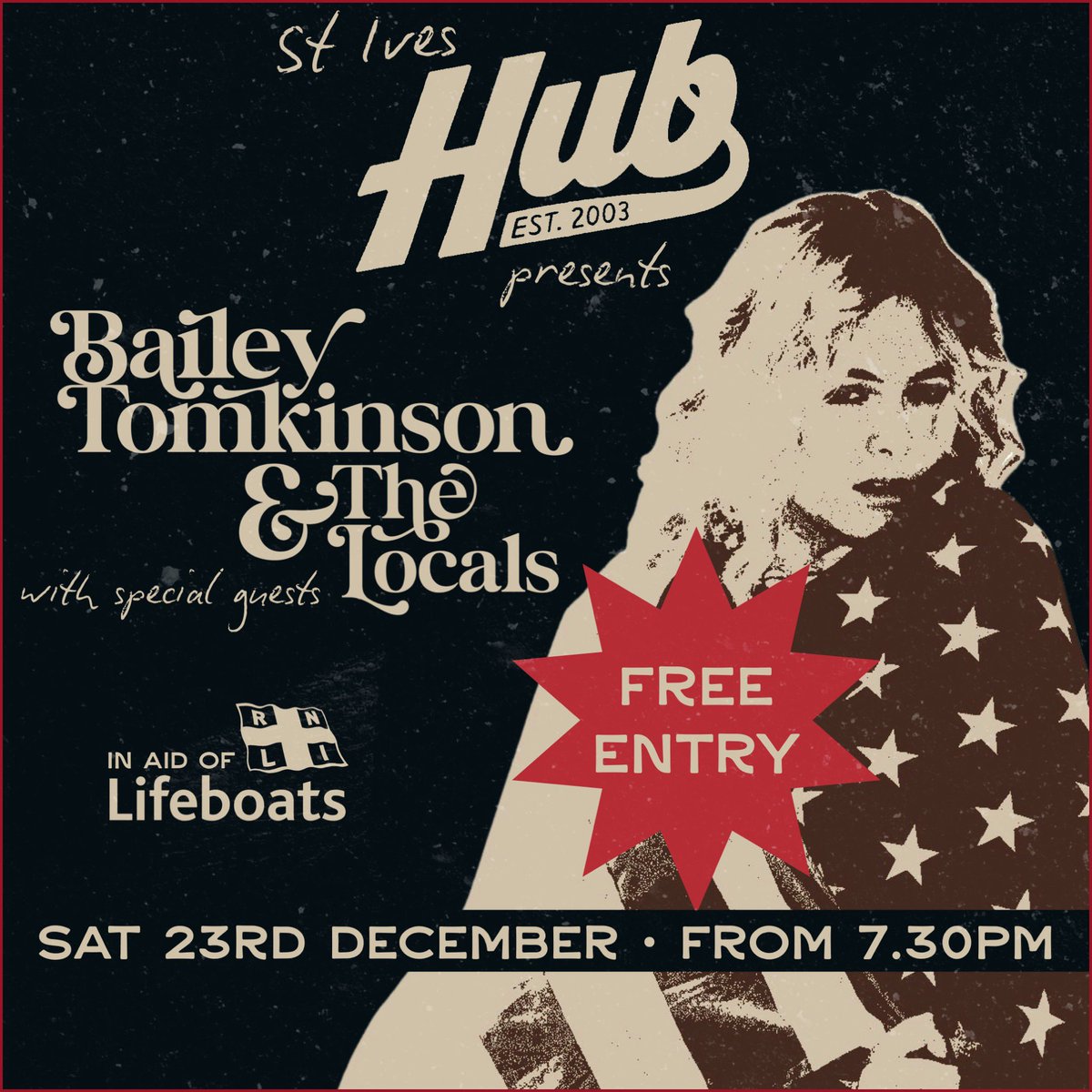 Stoked to announce that Bailey Tomkinson & The Locals will be performing at @HubboxSW in St Ives on Dec 23rd! ❄️🤠 To secure your FREE ENTRY head to baileytomkinson.com/hubtickets We’ll be raising funds in aid of the @RNLI #stives #cornwall #christmas
