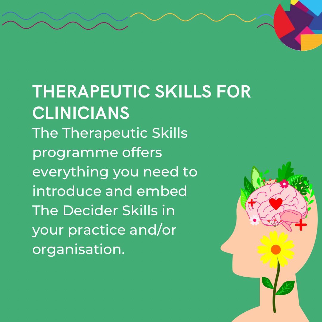 The programme includes:

- Workshops
- Online training
- Manuals &amp; Handbooks
- Posters &amp; Props
- Training videos
- Apps &amp; Online resources

#thedecider #mentalhealth #mentalhealthawareness #selfcare #selflove #cognitivebehaviortherapy #cbt #therapy #loveyourself #awareness