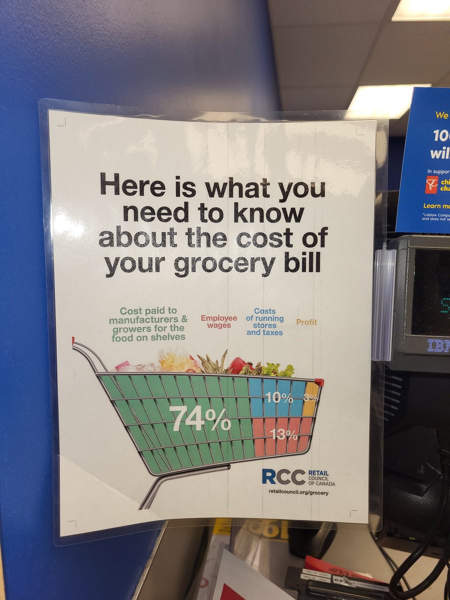 Maximum_Deb's tweet photo. #Loblaws chart explains the cost of the items in your cart. What do you think? This was in a Burnaby, BC Superstore. #GalenWeston #CostOfLivingInCanada #FoodPrices https://t.co/UTe9TZqKtr
