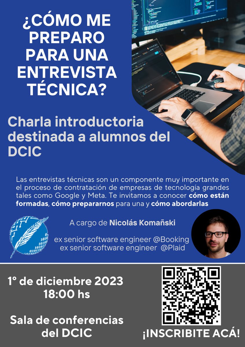 "¿Cómo prepararse para una entrevista técnica?" Charla introductoria para alumnos del Departamento de Ciencias e Ingeniería de la Computación.