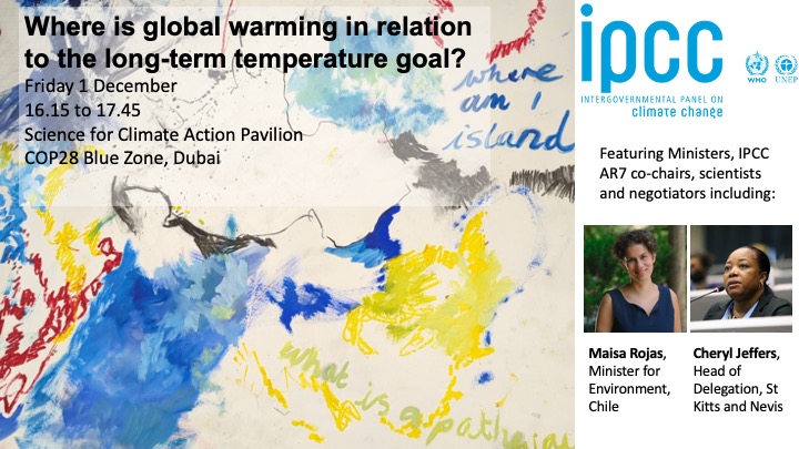 If you have a pass for @COP28_UAE, come to our exciting side event next Friday! Featuring @Maisa_Rojas @RobertVautard @mpclimate, @CarlSchleussner, @carlo_tuitter, @JolenecookC, @anna_pirani, @amabrowneklutse, @micefearboggis, Karina Von Schuckmann and Cherly Jeffers!