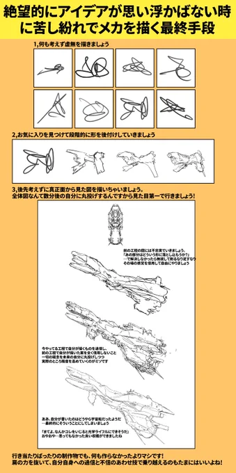 絶望的にアイデアが浮かばない時に苦し紛れでメカを描く最終手段を共有します 