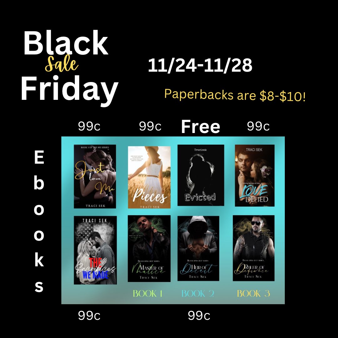 BLACK FRIDAY SALE !! linktr.ee/tracisekauthor #BlackFridayAmazon #BlackFridayDeals #booksale #paperbacksale