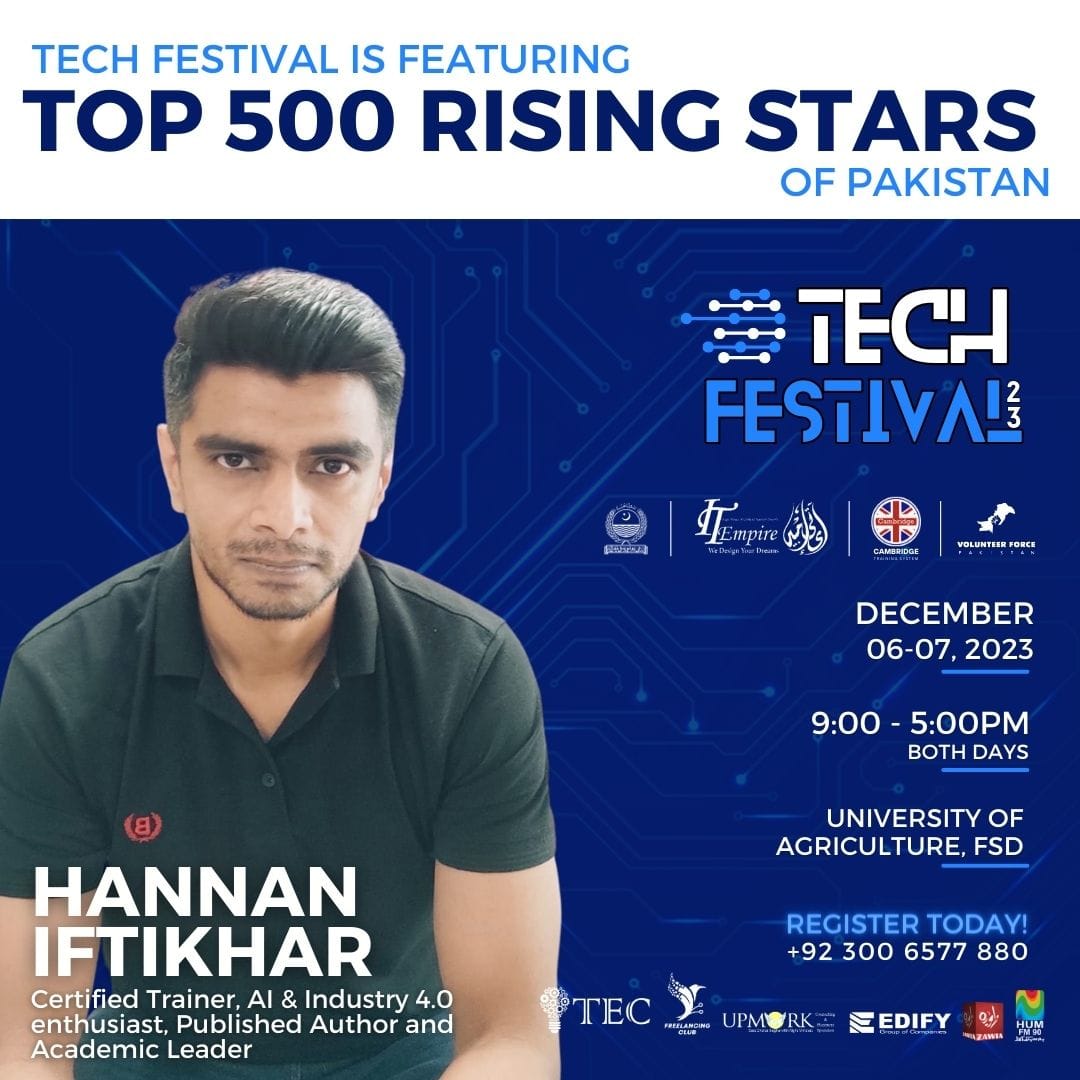 vforcepak's tweet photo. A warm welcome to our rising star of #TechFestival _ 𝐌𝐫. 𝐇𝐚𝐧𝐧𝐚𝐧 𝐈𝐟𝐭𝐢𝐤𝐡𝐚𝐫. He is Certified Trainer, Published Author, Academic Leader &amp; Industry 4.0 Enthusiast. 🌟 Secure your spot &amp; be part of this dynamic celebration.
➡️ 500 Rising Stars
https://t.co/qIC2dlAZbY https://t.co/mApre6EGfO