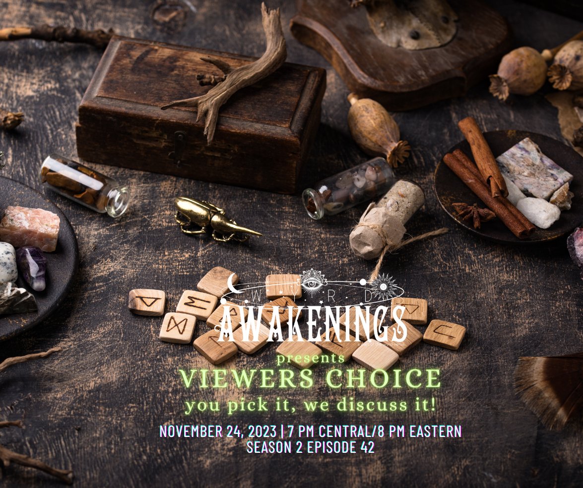 Join us tonight on a special <a href="/WyrdRealities/">Wyrd Realities</a> Wyrd Awakenings where we talk about whatever YOU want! Come talk about your favorite ghost stories, cryptids, conspiracies, history or strange happenings. We look forward to hanging out. Hit the Wyrd FB/YT in their linktree to join!