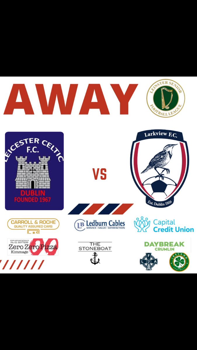 Two of our @LSLLeague senior teams in action over the next two days💪🏻❤️💙 🗓️ Tonight 🏆 Intermediate 1A 🆚 @kilmoreceltic 📍 Whelan park ⏰ 8pm 🗓️Saturday 25th 🏆Major 1B 🆚@LeicesterFC67 📍Loretto Park ⏰1pm Thanks again to our amazing sponsors #UTV