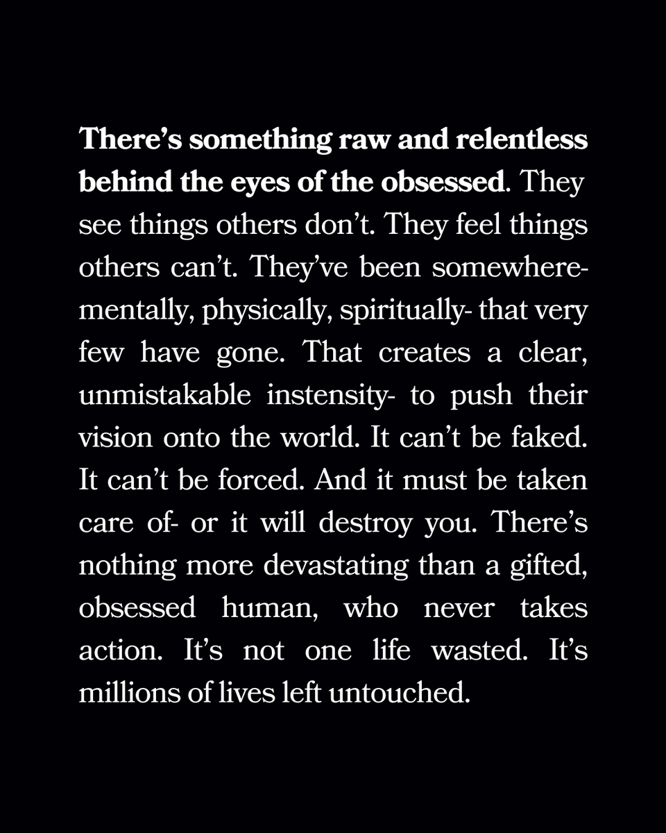zachpogrob's tweet photo. There’s nothing more devastating than a gifted, obsessed human, who never takes action. It’s not one life wasted. It’s millions of lives left untouched. https://t.co/bdkWHhAPsY