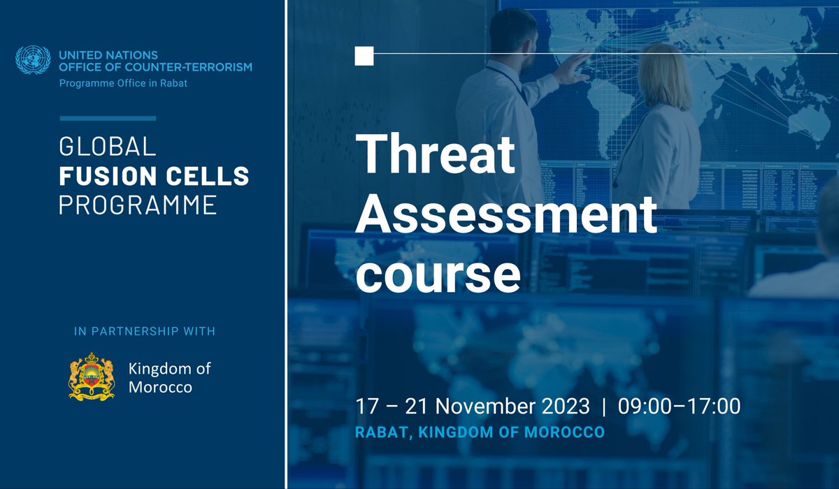 The @UN_OCT Global #FusionCells programme in partnership with #Morocco 🇲🇦 delivered a Threat Assessment course to 27 participants from 10 countries across #Africa 🌍, which focused on identifying threats and producing threat assessments - a key responsibility of fusion centres.