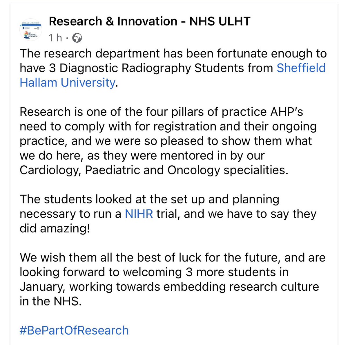Ulht_Radiology's tweet photo. Well done Chris!! #BePartOfResearch
#ulht #LCH https://t.co/FaKeqCWFbe