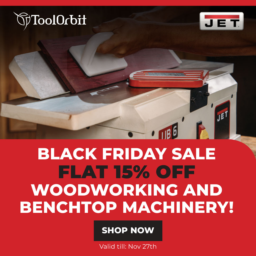 toolorbit's tweet photo. DIVE INTO BLACK FRIDAY DEALS: FLAT 15% OFF ALL JET WOODWORKING AND BENCHTOP MACHINERY!
Upgrade your toolkit with exclusive discounts on machines and accessories. Limited-time offers to power up your projects.

Shop now:  https://t.co/xBs5sLsD5J

#Woodworking  #blackfriday #tools https://t.co/XZFXoYxQ6q