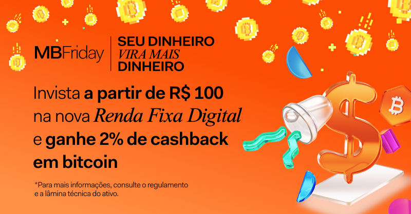 MercadoBitcoin's tweet photo. Vem de MB Friday🥳
Diversificando a partir de R$ 100 com o novo ativo de Renda Fixa Digital (RFDEN05), você ganha 2% de cashback na maior criptomoeda do mundo: o bitcoin🌎
https://t.co/G3J0e6vp3X
#MBFriday https://t.co/XQeoKBhK7r