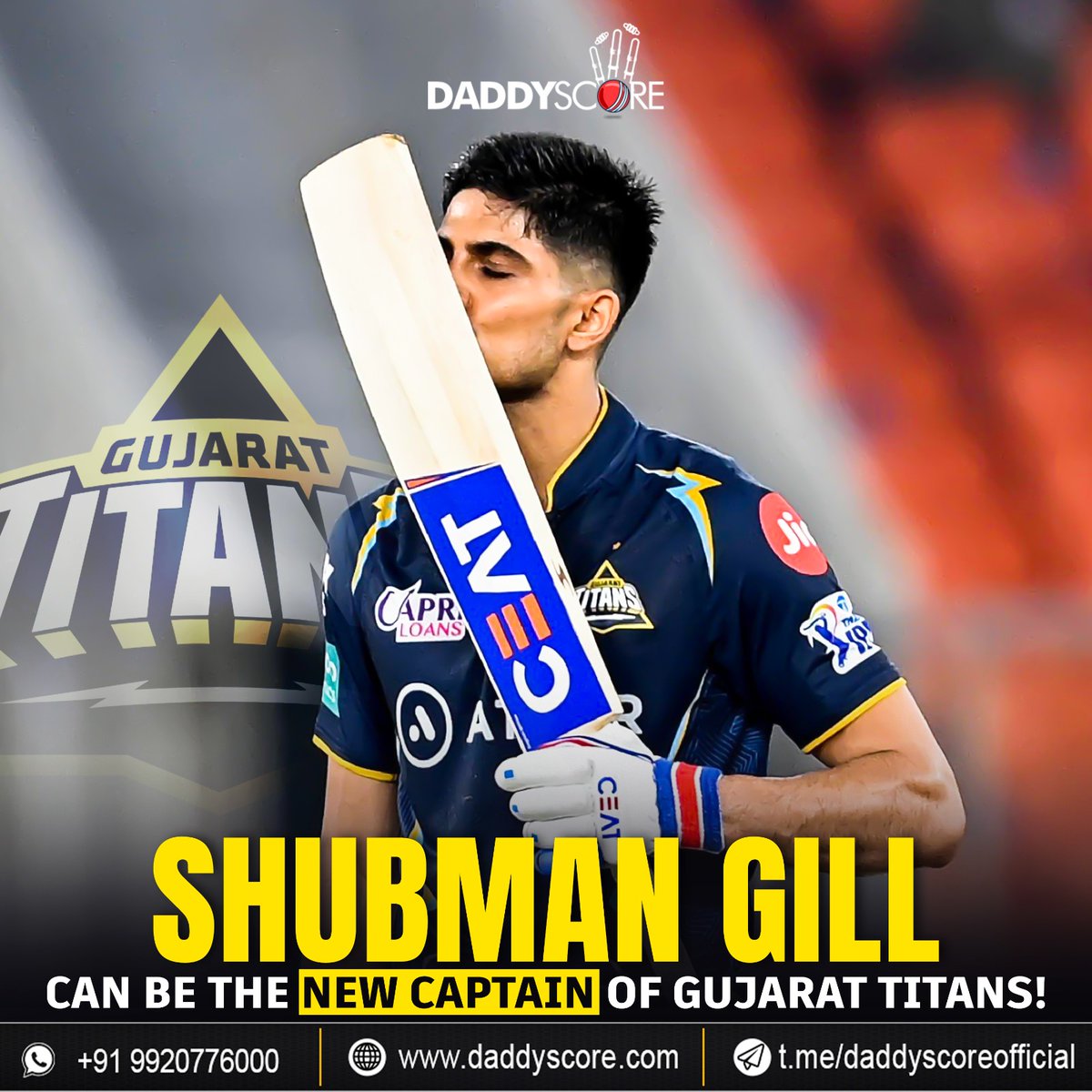 CricXScore's tweet photo. Shubman Gill can be the new captain of Gujarat Titans!
#ShubmanGill #GujaratTitans #daddyscore https://t.co/vjY9iOCp0x