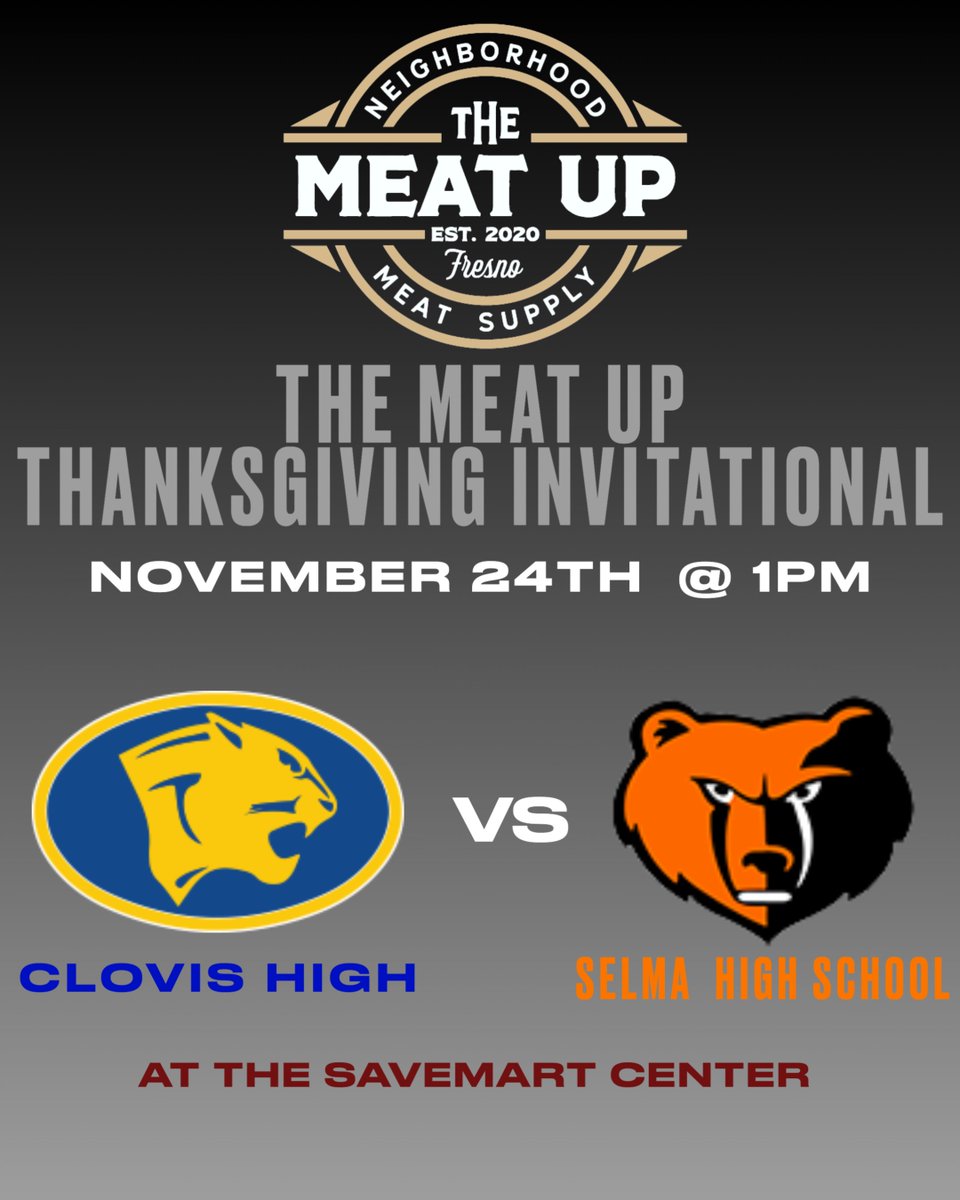 penberthy_jon's tweet photo. The Meat Up Invitational starts TODAY at The SaveMart Center!  @SelmaBasketball vs @ClovisHiBoysBB at 1pm in the Heart of California Showcase https://t.co/4P9jFVDgzX