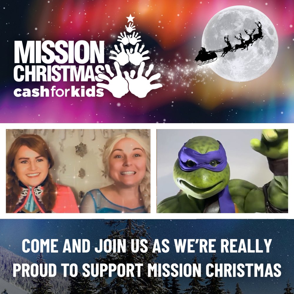 Elsa &amp; Anna and Donatello are collecting presents for #MissionChristmas at the #DolphinShoppingCentre #Poole on Saturday 2nd December. 🎄 Come along, donate a present and meet them and around 50 of your favourite characters – from superheroes to bad daleks, turned good! 🦹🏻‍♂️🦸‍♂️👊