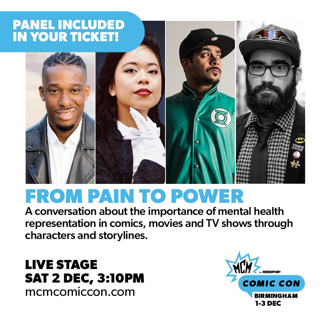 <a href="/TwistedNeil/">Neil Gibson</a> <a href="/NGTwistedComics/">Neil Gibson's Twisted Comics</a> <a href="/MarcEllerby/">Marc Ellerby</a> A conversation about the importance of mental health representation in comics, movies and TV shows through characters and storylines.

📍 Live Stage
🗓️ Sat 2 Dec
⏰ 3:10pm
✨ Included in tickets

<a href="/iAMmichaelajih/">MICHΔΞL ▲JIH</a> @RobAylinFilm <a href="/thebrosgeekout/">TheBrothersGeekOutPodcast</a>